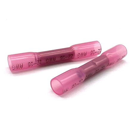 Boltsandnuts.Com Butt Splice Wire Connector, 16 AWG Max, Red, Heat Shrink Insulation, 600 V, 500 PK EL-2216-BUTT-HSR-500